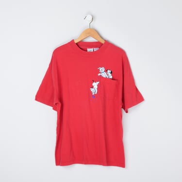 Vintage 90s 101 Dalmatians Embroidered T-Shirt - disney, nineties, red - Men's XL 