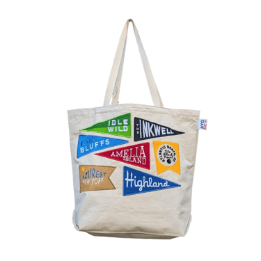 Tote Bag - Beach Flags (Cotton Canvas with Embroidered Flags)