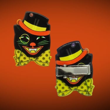 Vintage Halloween Hair Clip - Retro Spooky Cat Decoration Barrette 