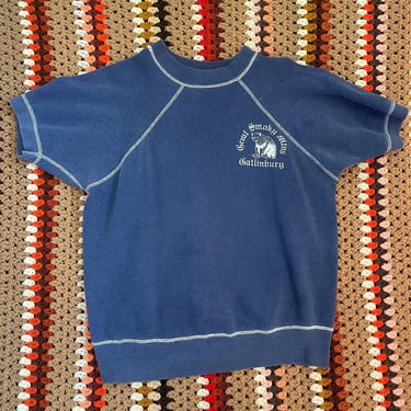 Vintage 60s navy blue Great Smoky Mountains short sleeve sweatshirt 