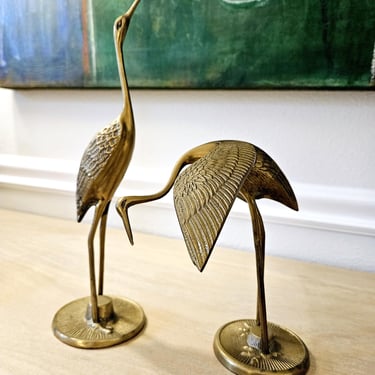 Vintage Leonard Brass Crane Pair | Brass Herons 