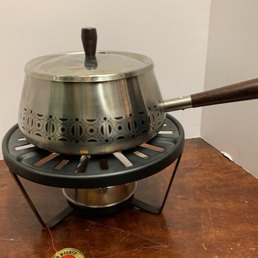 Vintage Fondue Pot With Stand and Burner 