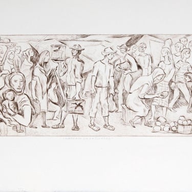 Alfredo Zalce, Mercado de la Soledad, Etching, signed and numbered in pencil 