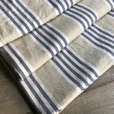French Linen Ticking Fabric, Indigo Blue Stripe, Sewing Cushion, Pillow Upholstery Projects, Project Fabric Textiles 