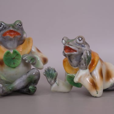 Vintage Porcelain Frog Prince Figurines Occupied Japan 