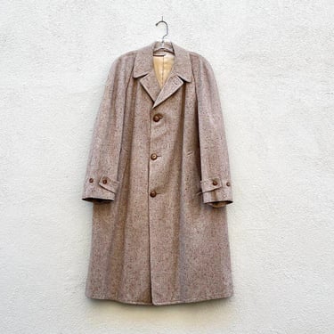 Vintage 40s 50s Mullen & Bluett Men's Speckled Wool Overcoat Coat Size Large 