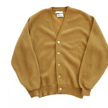 vintage cardigan / mustard cardigan / 1960s Robinsons mohiar wool knit Kurt Cobain cardigan Large 