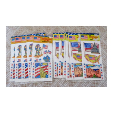 Vintage Puffy Stickers - 80s Retro Stickers - American Flags USA Patriotic Deadstock Sticker Sets 