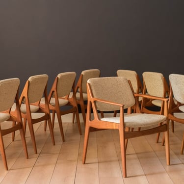 Vintage Set of Eight Danish Ella Teak Tilt Back Dining Chairs by Arne Vodder 
