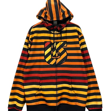 Burton Colorful Striped Fleece Lined Hooded Jacket Sweatshirt XL