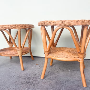 Pair of Wicker Side Tables