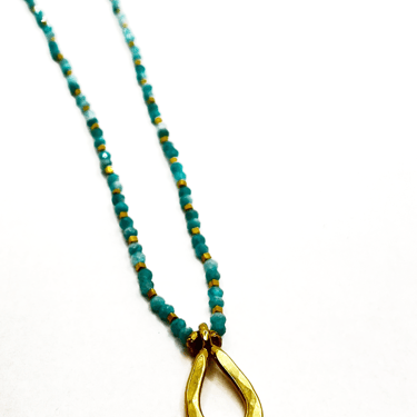 Turquoise Seed, Gold Vermeil &amp; Pink Amethyst Drop Necklace