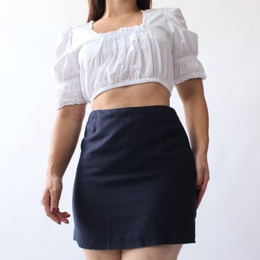 Vintage Navy Linen Miniskirt - W25