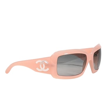 Chanel - Pink Acrylic Frame w/ White Logo Side Detail Sunglasses