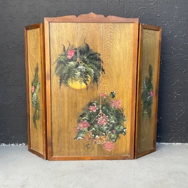 Trip Teck Wooden Fire Screen with Plants