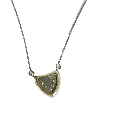 Sonja Fries | Nugget Shield oxidized sterling silver diamond necklace