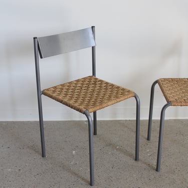 Rush and Metal Stacking Chairs