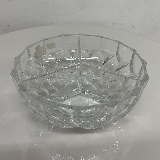 Beyer Bleikristall Crystal Bowl Sectioned Serving Dish West GERMANY 1950s 
