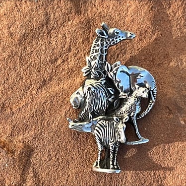 D'Molina ~ Mexican Sterling Silver African Safari Animals Brooch / Pin 