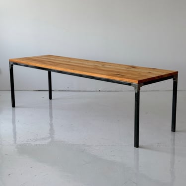 Primitive Pine/Metal Long Dining Table