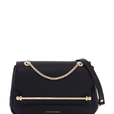 Strathberry Black Calfskin Mini Bag With Gold Chain Women