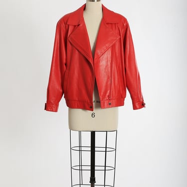 Vintage 80s Red leather motorcycle jacket 