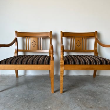 Biedermeier Empire - Style Birch Arm Lounge Chairs - a Piar 