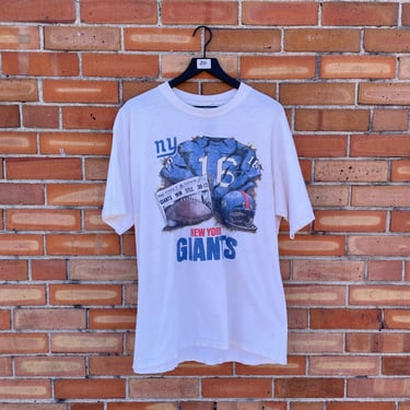 vintage 90s white front pages new york giants nfc title football tee  / xl extra large 