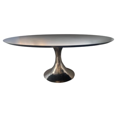 Julian Chichester Dakota Oval Table w/ Metal Base & Marble Top. England, 1990's.