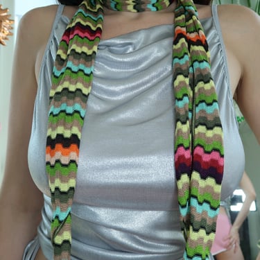 Vintage 2000s Missoni Striped Skinny Scarf – Iconic Knit Stripe