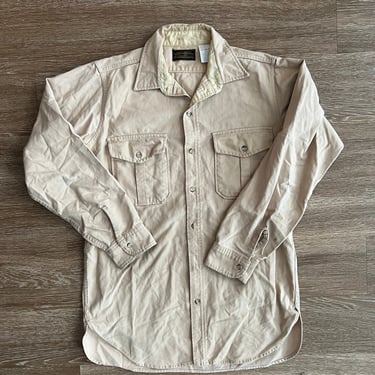 70s/80s Eddie Bauer Heavy Duty Button Up Beige Shirt 