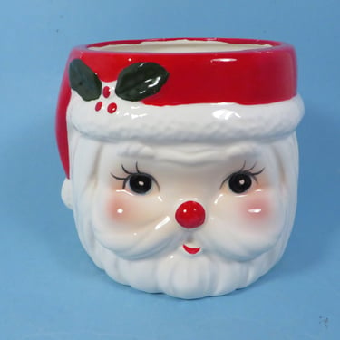 Vintage Ceramic Santa Claus Vase - Santa Claus Face Vase 