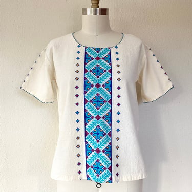 Vintage Mexican embroidered cotton shirt 