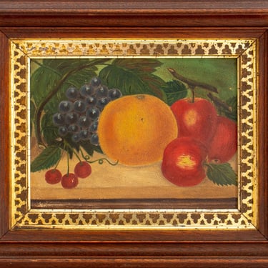 American School Fruit Still Life Oil on Parchment