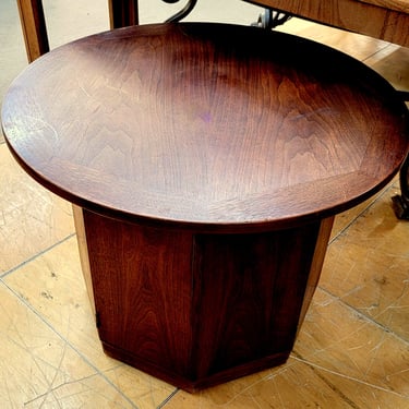 Wormely Style Walnut Hexagonal Drum Table Cabinet 