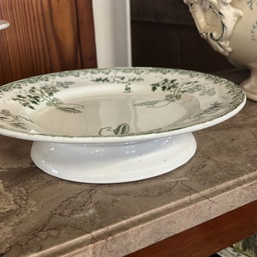 antique french transferware cake plate