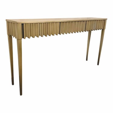 Baker Modern Fluted Champagne Silver Finished Wood Reese Console Table