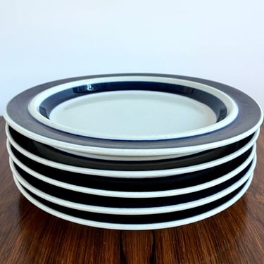 Arabia Finland Blue Anemone 10" Dinner Plates (5x) by Ulla Procope 