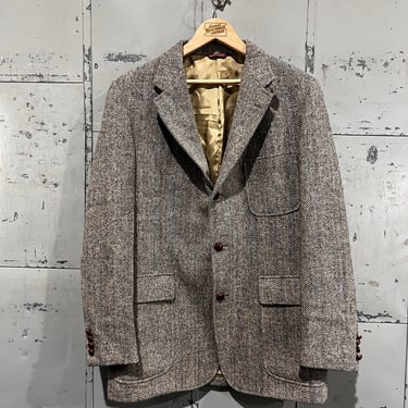 80s Peters Harris tweed hand woven unisex Blazer Wool 1980s Jacket Suit Office Cute Coat  Oversized 