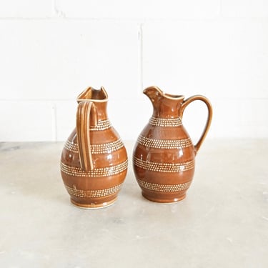set of two vintage French stoneware pitchers