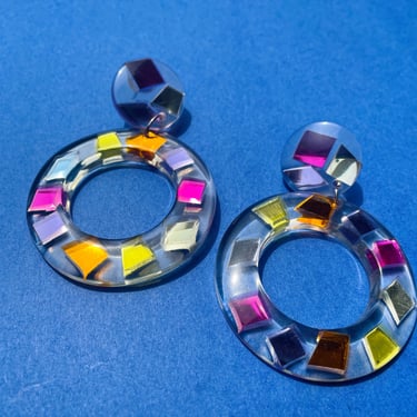 Lucite Confetti Ring Earrings