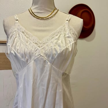 Sears Vintage Silky Lace Floral Trim Slip Dress XL 