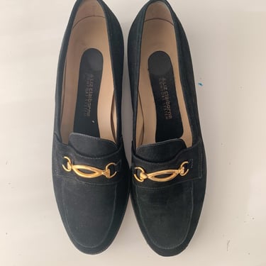 Vintage Black Leather Loafers / size 9.5 