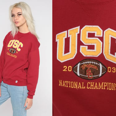 USC Sweatshirt 2003 Football National Champions Shirt University Southern California Pullover College Sweater Retro Red 00s Extra Small xs 