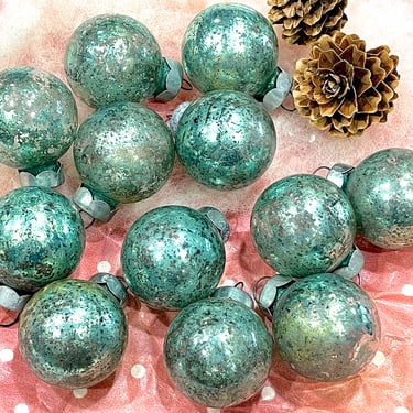VINTAGE: 12pc - Small Mercury Glass Ornaments - Holiday Crafts, Christmas, Decorations - SKU 