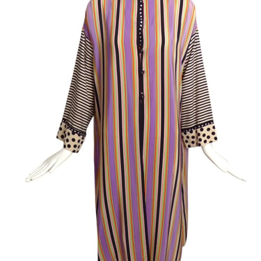 BILL BLASS- 1990s Silk Stripe Robe, Size 8