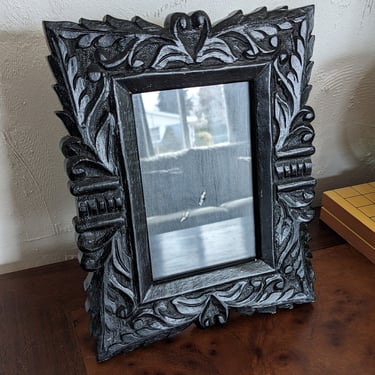Black Wood Hand Carved Ornate Picture Frame 