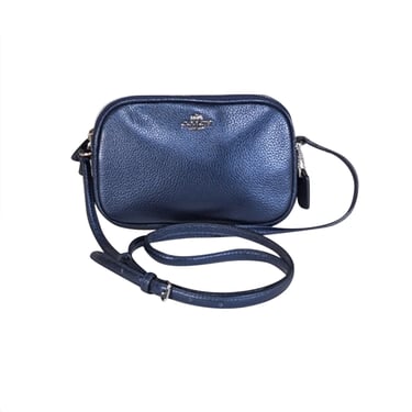 Coach - Navy Metallic Pebbled Leather Crossbody Bag