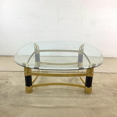 Hollywood Regency Glass Top Coffee Table 