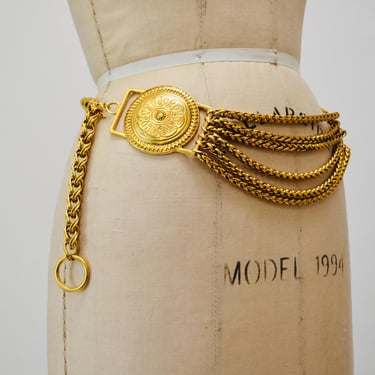 80s 90s Vintage Gold Chain Belt Gold Medallion Chain-Link Belt SMALL Medium Large Vintage Gold designer Belt by Mieka 